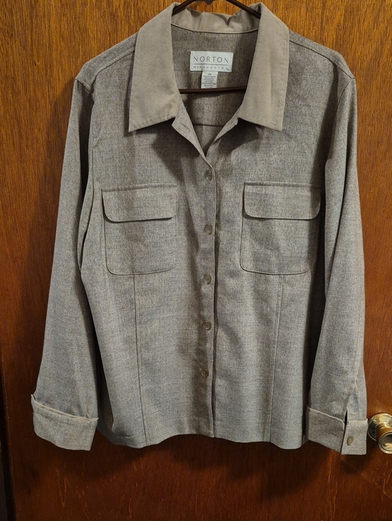 Norton McNaughton Jackets & Blazers - Norton McNaughton Tan Button-Up Jacket with Contrast Collar